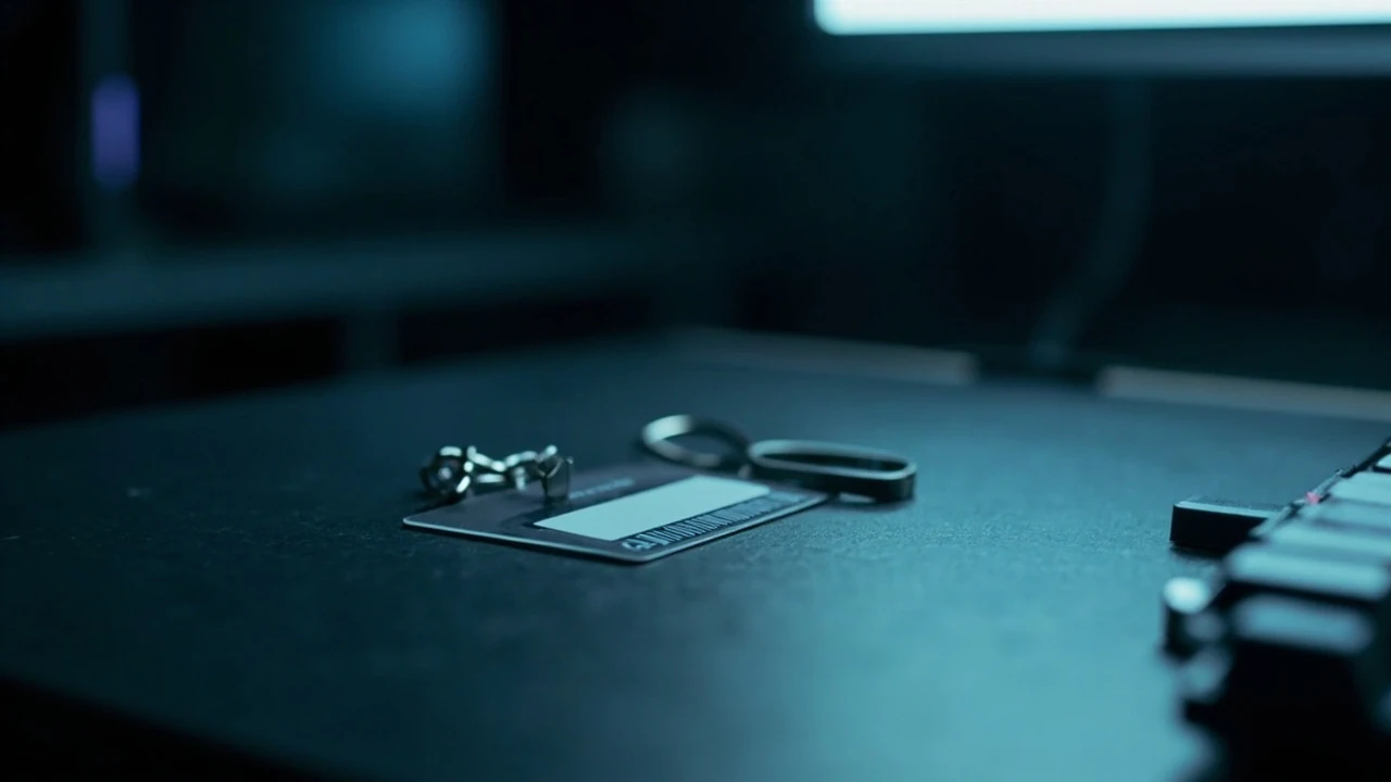 JKV employee access card on a studio production desk